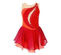 Kaerm Vestito da Pattinaggio Artistico Bambina Abito da Balletto Senza Maniche Vestito Da Danza Moderna Latino Ragazze Vestiti Da Ballerina Abiti Da Ballo Ballet P Rosso 11-12 anni