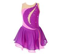 Kaerm Vestito da Pattinaggio Artistico Bambina Abito da Balletto Senza Maniche Vestito Da Danza Moderna Latino Ragazze Vestiti Da Ballerina Abiti Da Ballo Ballet P Viola 13-14 anni