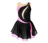 Kaerm Vestito da Pattinaggio Artistico Bambina Abito da Balletto Senza Maniche Vestito Da Danza Moderna Latino Ragazze Vestiti Da Ballerina Abiti Da Ballo Ballet P Nero 15-16 anni