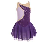 Kaerm Vestito da Pattinaggio Artistico Bambina Abito da Balletto Senza Maniche Vestito Da Danza Moderna Latino Ragazze Vestiti Da Ballerina Abiti Da Ballo Ballet S2 Viola 15-16 anni