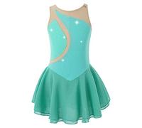 Kaerm Vestito da Pattinaggio Artistico Bambina Abito da Balletto Senza Maniche Vestito Da Danza Moderna Latino Ragazze Vestiti Da Ballerina Abiti Da Ballo Ballet S2 Verde 5-6 anni