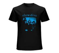 KAFANSHI Men Slowdive Tour 90S Cotton T-Shirt Unisex Tee Black L
