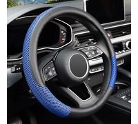 KAFEEK Coprivolante universale da 38,1 cm, in microfibra di pelle viscosa, traspirante, antiscivolo, caldo in inverno e fresco in estate, nero e blu