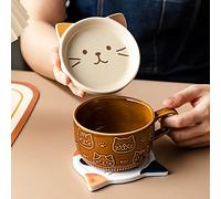 Kafei 300ml giapponese carino tazza creativa testa di gatto in ceramica tazza di caffè kawaii con coperchio casa coppia colazione tazza tazza di latte tazza di acqua tazza di caffè