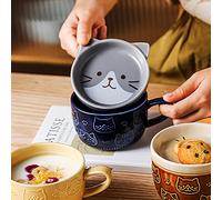 Kafei 300ml giapponese carino tazza creativa testa di gatto in ceramica tazza di caffè kawaii con coperchio casa coppia colazione tazza tazza di latte tazza di acqua tazza di caffè