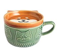 Kafei 300ml Tazza giapponese carina creativa Shiba Panda Tazza da caffè Kawaii con coperchio Home Coppia Colazione Tazza Tazza di latte Tazza d'acqua Tazza di caffè