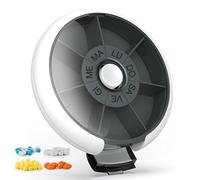 Kafeiya Portapillole Giornaliero,Portapillole Settimanale,Portapillole Giornaliero per 7 Giorni,Scatola Rotonda Portatile,Organizer per Pillole da Viaggio(Nero)