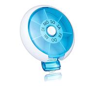 Kafeiya Portapillole,Portapillole Portatile 7 Giorni,Portapillole Girevole per Conservazione di Vitamine e Medicina,Blu(Versione Tedesca)