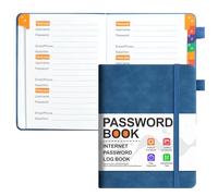 KAFENDA Libro delle password con schede alfabetiche, Rubrica per accessi siti web, formato tascabile 15,5 x 12,3 cm, copertina rigida in pelle PU