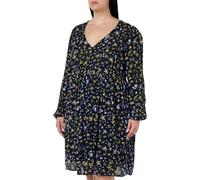 KAFFE Abito da Donna con Maniche Lunghe a V e Scollo a V Vestito, Dark Blue/Multi col. Fiore, 44