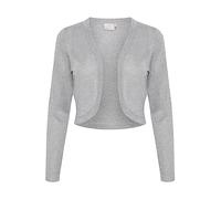 KAFFE Bolero Slim Fit Long Sleeves Open Front Rounded Edges, Grigio Mel. W. Silver Lurex, XL