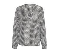 Kaffe Camicetta da Donna con Scollo a V a Maniche Camicia, Nero/Stampa a ventaglio di Gesso, 76
