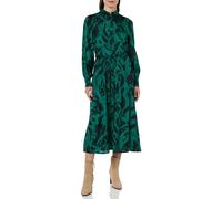 Kaffe Camicia da Donna a Maniche Lunghe con Tasche con Cintura Lunghezza Midi Casual Fit Vestito, Nero/Avventurina Leone, 34