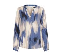 KAFFE Camicia da Donna a V Regolari, con Maniche Lunghe, Stampa Astratta Blu, 42