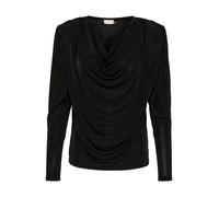 KAFFE Women's Blouse Jersey Cowl Neck Long Sleeves Drapings Hip Length Camicia da Donna, Nero Deep, XS
