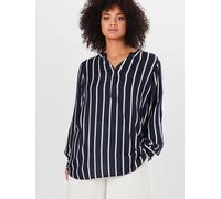 Kaffe Curve Kaffe CurveWomen's Plus Size Shirt Blouse Striped Oversize V-Neck Long Sleeves Camicetta, Darkblue, 46 da Donna
