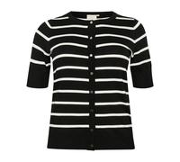 Kaffe Curve - Cardigan a Righe con Maniche Corte Femminile - - Knitwear - Donna - Nero - S