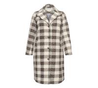 KAFFE CURVE Kaffe Curve - Cappotto da donna, taglia grande, monopetto con risvolto, in tessuto orsacchiotto (confezione da 1), Grigio/beige a quadretti, 54