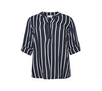 Kaffe Curve Kaffe CurveWomen's Plus Size Shirt Camicetta Striped Oversize V-Neck Long Sleeves, Midnight/Chalk Stripe, 54 Women's