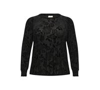 Kaffe Curve Plus Size Women T-Shirt Long Sleeves Round Neck Flower Structure, Nero Profondo CC, M/Grande Donna