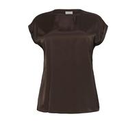 Kaffe Curve Plus Size Women's Blouse cap Sleeves Round Neck Satin Loose Fit Camicia da Donna, caffè Nero, 46