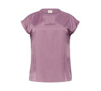 Kaffe Curve Plus Size Women's Blouse cap Sleeves Round Neck Satin Loose Fit Camicia da Donna, Verde Tulipwood, 50 IT