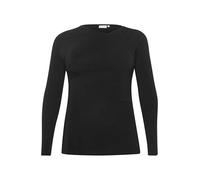 Kaffe Curve Plus-Size Women's Blouse Draped Jersey Assymetrical Long Sleeves Camicia da Donna, Nero Deep, M/Grande