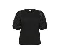 Kaffe Curve Plus Size Women's Blouse Round Neck Jersey Regular Fit Short Sleeves T-Shirt, Nero Deep, S/Grande Donna