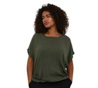 Kaffe Curve Plus-Size Women's Blouse Short Batwing Sleeves Casual Fit Crew Neck Camicia da Donna, Forest Night, 52