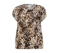 Kaffe Curve Plus-Size Women's Blouse Short Sleeves Boat Neck Casual Fit Camicia da Donna, Estampado De Leopardo, 50 IT