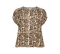 Kaffe Curve Plus-Size Women's Blouse Short Sleeves Boat Neck Casual Fit Camicia da Donna, Stampa Leopardo Naturale, 56