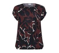 Kaffe Curve Plus-Size Women's Blouse Short Sleeves Boat Neck Casual Fit Camicia da Donna, Windsor Wine/Black Flower, 44 Grande Taille