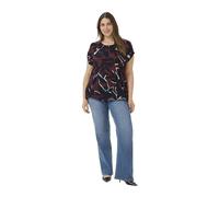 Kaffe Curve Plus-Size Women's Blouse Short Sleeves Boat Neck Casual Fit Camicia da Donna, Windsor Wine/Black Flower, 56