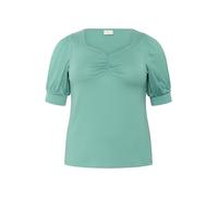 Kaffe Curve Plus-Size Women's Blouse Short Sleeves Sweetheart Neck Regular Fit Camicia da Donna, Foglia di tè, XL/Grande
