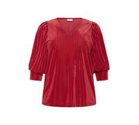 Kaffe Curve Plus-Size Women's Blouse V-Neck Half-Length Sleeves Regular Fit Camicia da Donna, Alto CC Rosso, Small