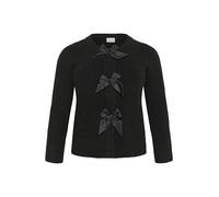 Kaffe Curve Plus Size Women's Cardigan Bow Ties Round Neck Long Sleeves Maglione, Nero Deep, Donna