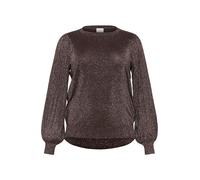 Kaffe Curve Plus Size Women's Pullover Round Neck Metallic Knit Long Sleeves, caffè Nero, S Grande Taille Donna