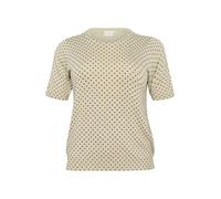Kaffe Curve Plus Size Women's Pullover Short Sleeves Printed Round Neck Maglione, Feather Grey Mel/Black DOT, M Grande Donna