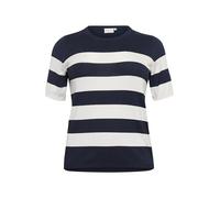 Kaffe Curve Plus Size Women's Pullover Short Sleeves Slim Fit Stripes Round Neck, Midnight/Chalk Stripe, XL Donna
