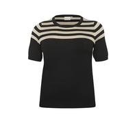 Kaffe Curve Plus Size Women's Pullover Short Sleeves Slim Fit Stripes Round Neck, Nero/Grigio Grigio Grigio Half Stripe, S/Grande Donna