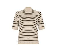 Kaffe Curve Plus Size Women's Pullover Turtleneck Striped Slim Fit Short Sleeves, Feather Grey/Black Stripe, S Grande Taille Donna