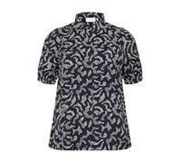 Kaffe Curve Plus Size Women's Shirt Short Sleeves Buttons Regular Fit Printed Camicia, Midnight Marine Lace Print, 44 Grande Taille Donna