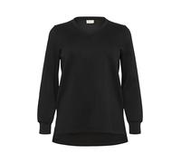 Kaffe Curve Plus Size Women's Sweatshirt V-Neck Regular Fit Long Sleeves Felpa, Nero Deep, XL Donna