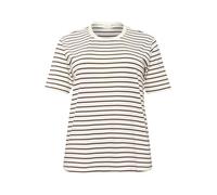 Kaffe Curve Plus Size Women's T-Shirt Crew Neck Half Sleeves Striped Jersey, Ant. White/Fudge Stripe, M/Grande Donna
