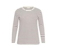 Kaffe Curve Plus-Size Women's T-Shirt Long Sleeves Regular Fit Crew Neck, Ant. Bianco/Windsor Stripe, L/Grande Donna