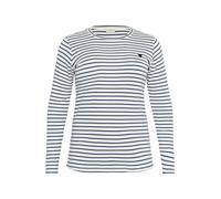Kaffe Curve Plus-Size Women's T-Shirt Long Sleeves Striped Crew Neck Slim Fit, Chalk/Bering Sea-Black Heart, XL/Grande Donna