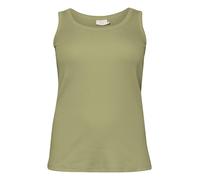 Kaffe Curve Plus Size Women's Tank Top Rib Jersey Slim Fit Round Neck Hip Length, Straw, XL/Grande Donna