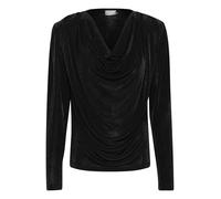 KAFFE Women's Blouse Jersey Cowl Neck Long Sleeves Drapings Hip Length Camicia da Donna, Nero Deep, XS