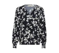 KAFFE Women's Blouse V-Neck Regular Fit Printed Long Sleeves Hip Length Camicia da Donna, Fiore Marino, 46