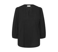 KAFFE Women's Blouse V-Notch Neck 3/4 Sleeves Regular Fit Band Collar Hip Length Camicia da Donna, Nero Deep, 48